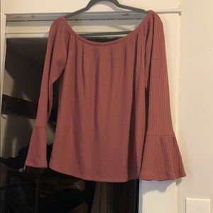Dark mauve off the shoulder long sleeve shirt